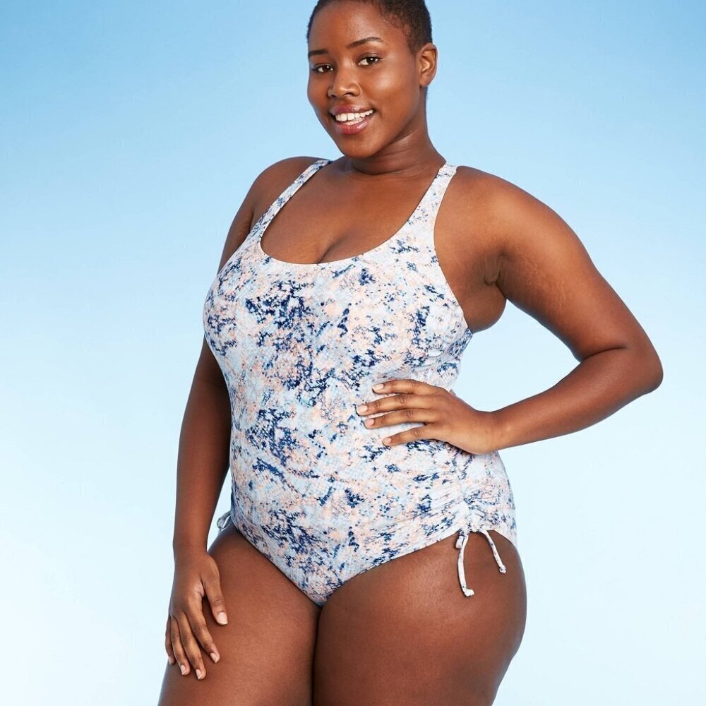Kona Sol Plus Size Side-Cinch One Piece Swimsuit 18W